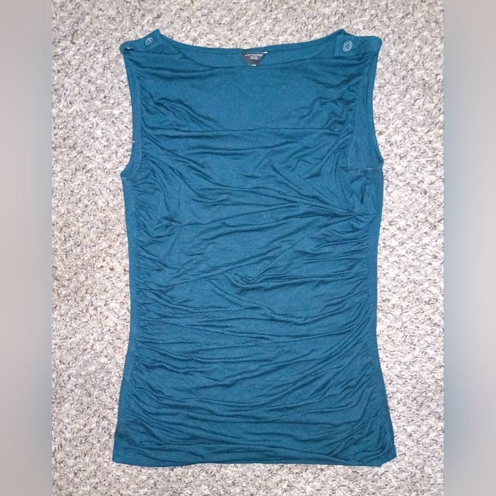 Ann Taylor Blue Ruched Tank Top